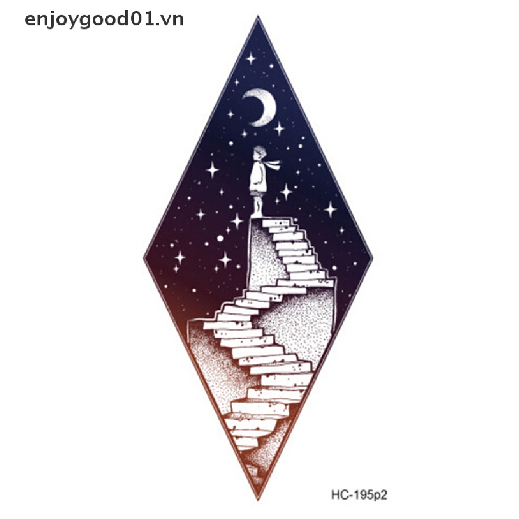 Hình dán giả xăm núi mặt trăng hành tinh sinh thái học Halloween