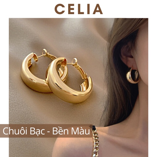 Khuyên tai nữ tròn to đẹp cá tính bạc 925 cao cấp hàn quốc | Bông tai sang chảnh CELIA K7