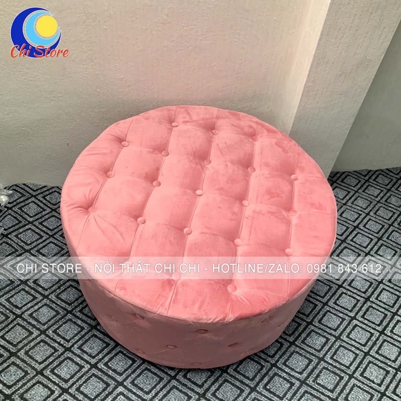 Ghế Đôn Sofa Tròn Đính Khuy Đường Kính 1M, Đôn Sofa Ngồi Chờ Tại Shop Sang Chảnh