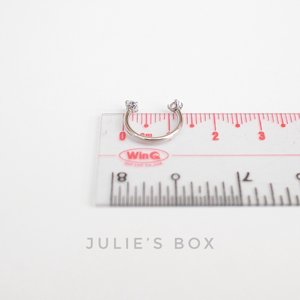 Khuyên Tai Chữ U 2 Đầu Đá Tròn Màu Bạc Nhiều SIze Thép Y Tế Titan Thép Không Gỉ Không Ngứa julies box bông tai