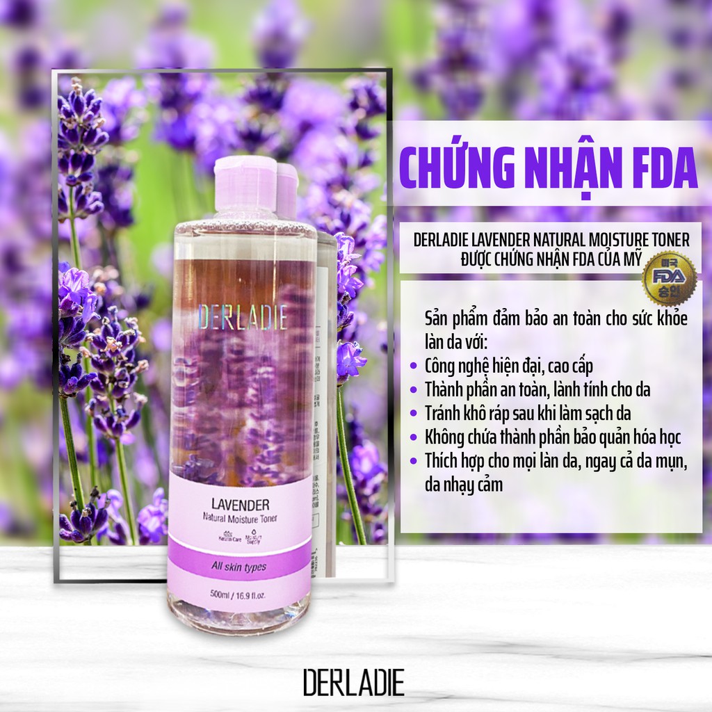 NƯỚC HOA HỒNG DERLADIE NATURAL WITCH HAZEL/ LAVENDER 500ML