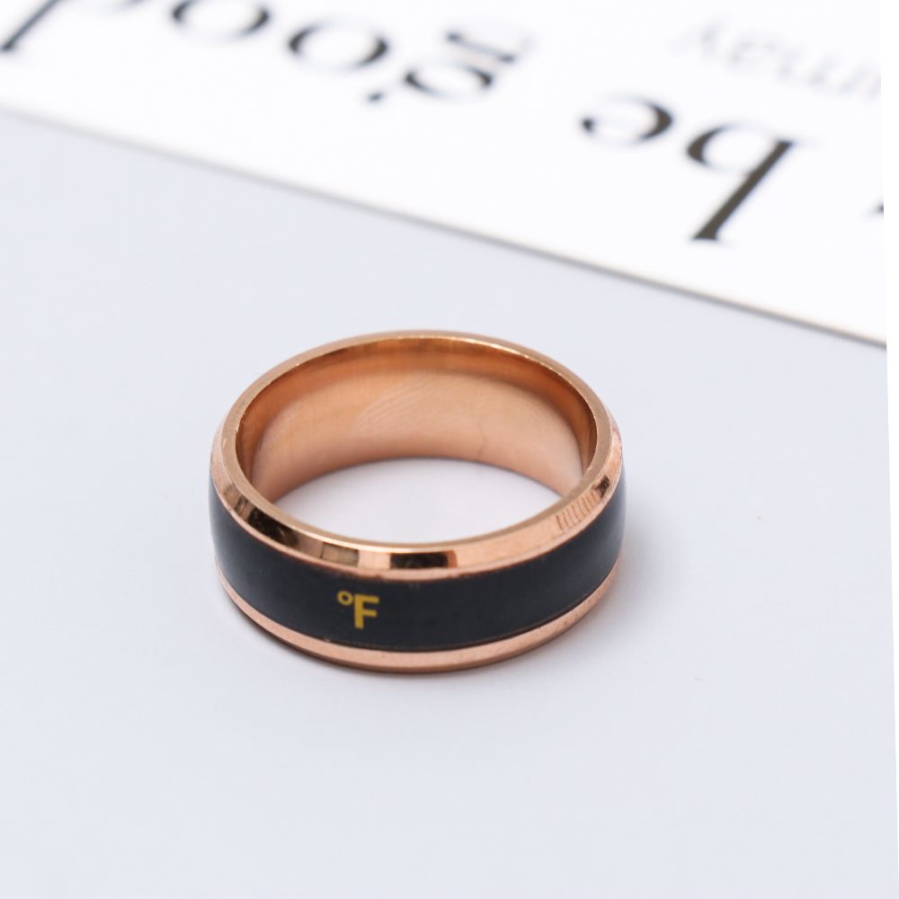 Nhẫn Đo Nhiệt Độ Điện Tử Thông Minh Bằng Thép Không Gỉ Nhiều Màu Sáng Tạo Cho Nam Và Nữ