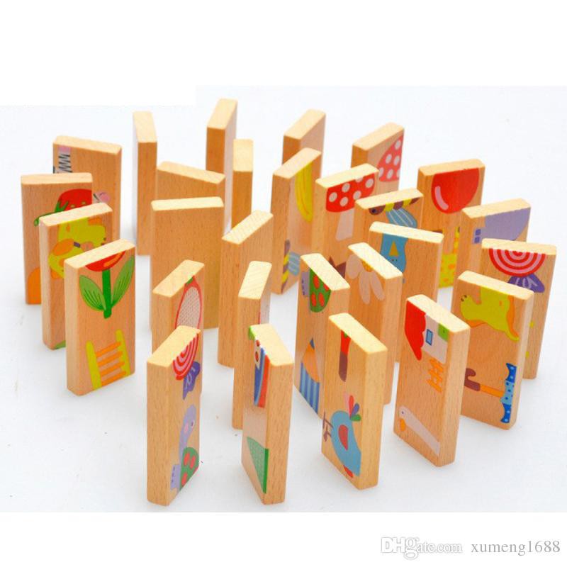 Đồ Chơi Gỗ Thông Minh - Bộ đồ chơi gỗ Domino 28 chi tiết cho bé sáng tạo