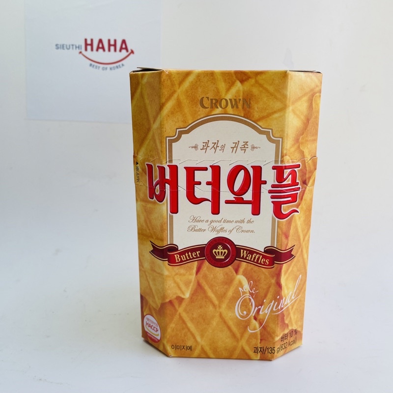 Bánh waffle bơ truyền thống hàn quốc giòn ngon 135g 버터와플 CROWN