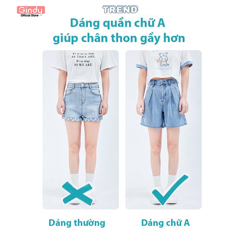 Quần short jeans nữ GINDY trơn mềm dáng ngắn chữ A thời trang phong cách trẻ trung năng động Q7108