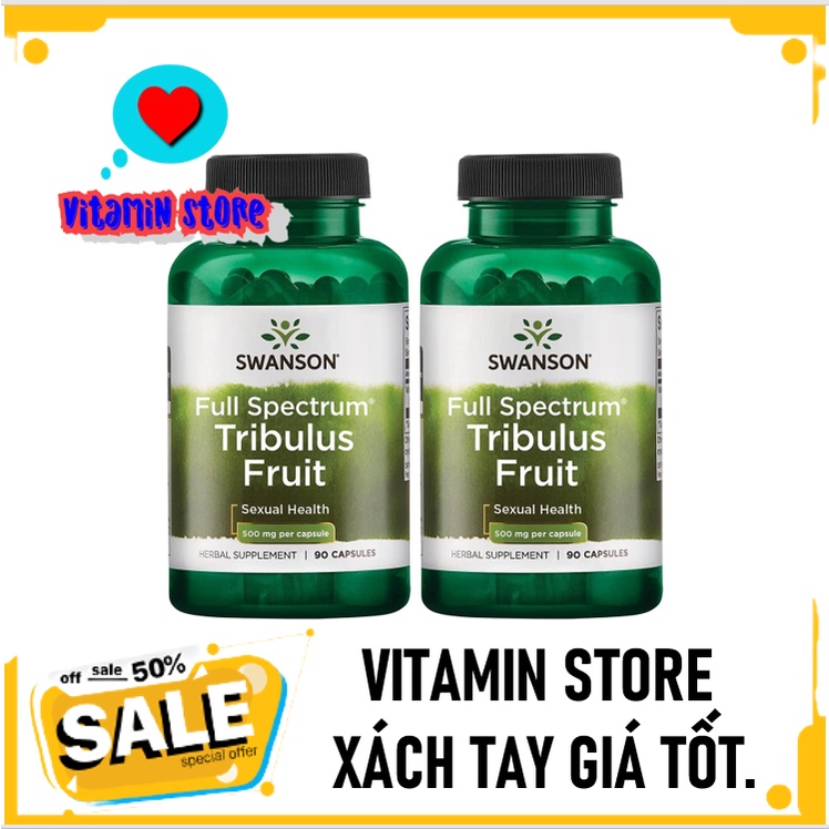 (VITAMIN STORE) Tăng Sinh Lý | Swanson Full Spectrum Tribulus Fruit 500mg (90 Viên) Hổ Trợ Tăng Sinh Lý Nam và Nữ