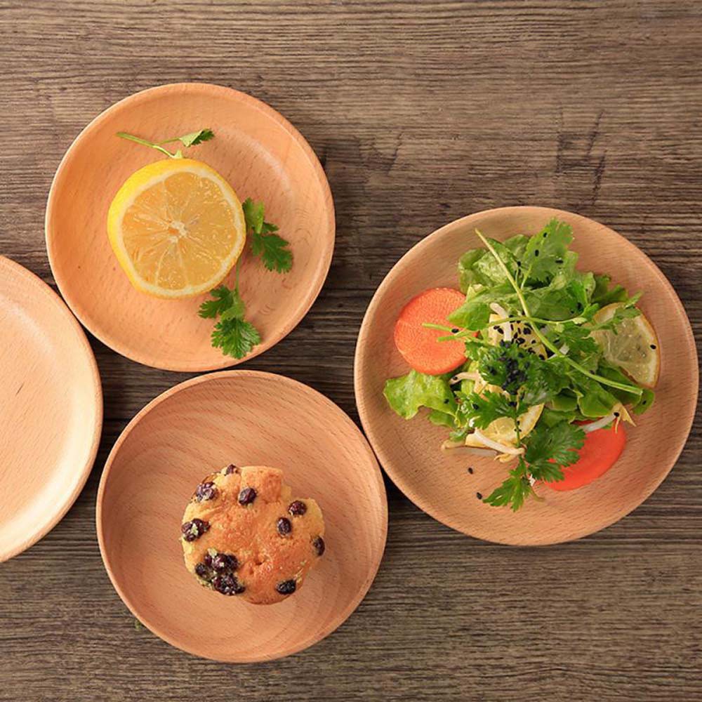 1 Đĩa Gỗ Tròn Nhiều Màu Đựng Thức Ăn Trái Cây Trang Trí Bàn Ăn Taylor1