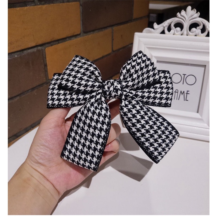 Cặp tóc nơ, kẹp tóc nữ nơ caro thanh lịch phong cách Hàn Quốc - Y139