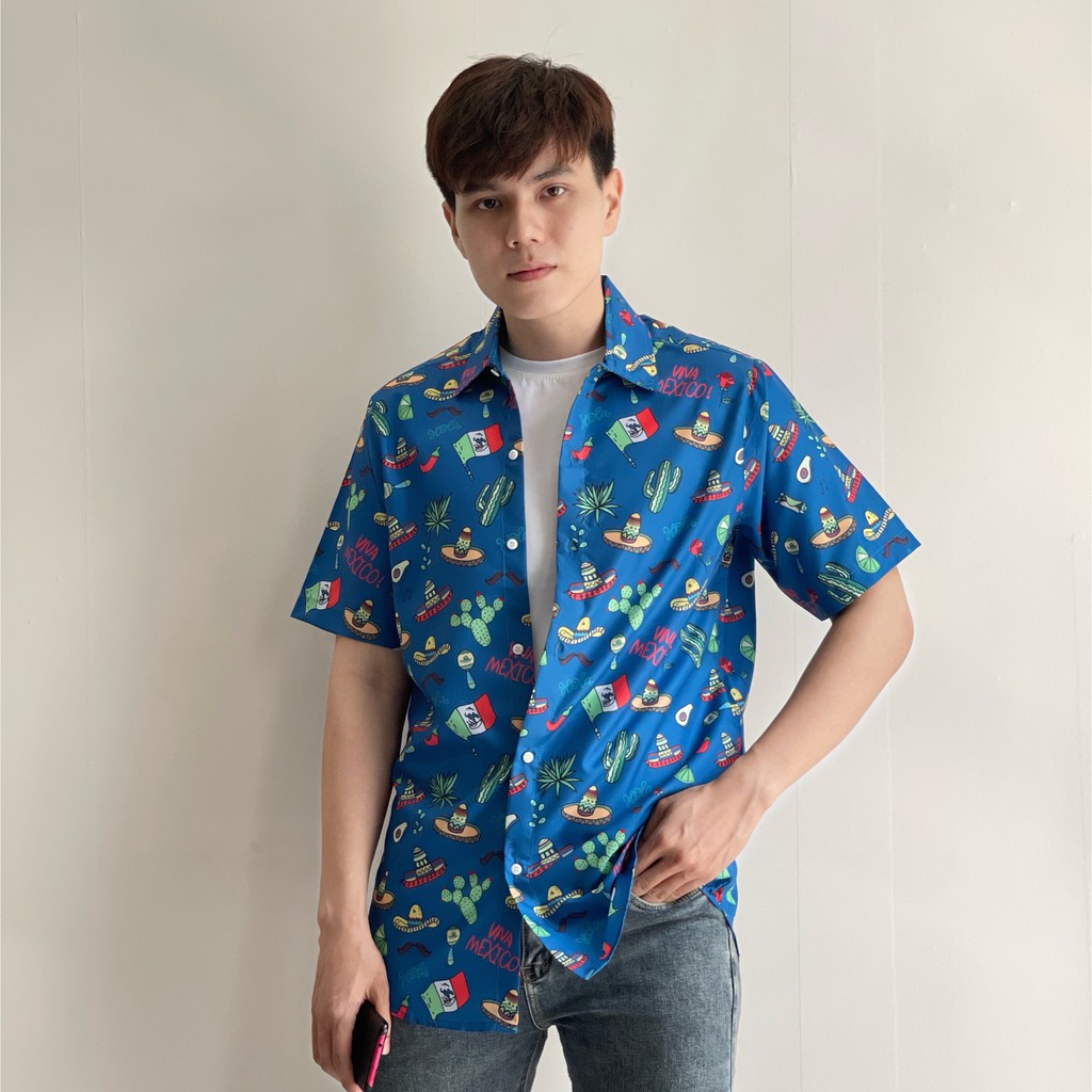 ÁO SƠ MI NAM FORM RỘNG HOẠ TIẾT HOA LÁ CỰC ĐẸP , TƯƠI TẮN