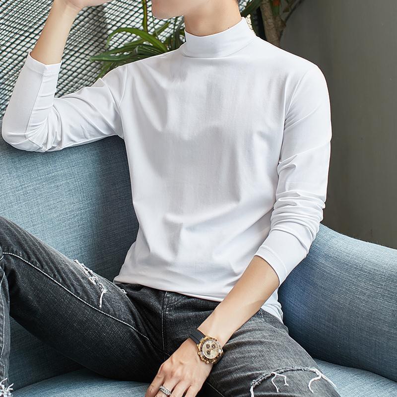 Áo Sweater Tay Dài Cổ Lọ Vải Lụa Mỏng Giữ Ấm Thời Trang Mùa Thu Cho Nam