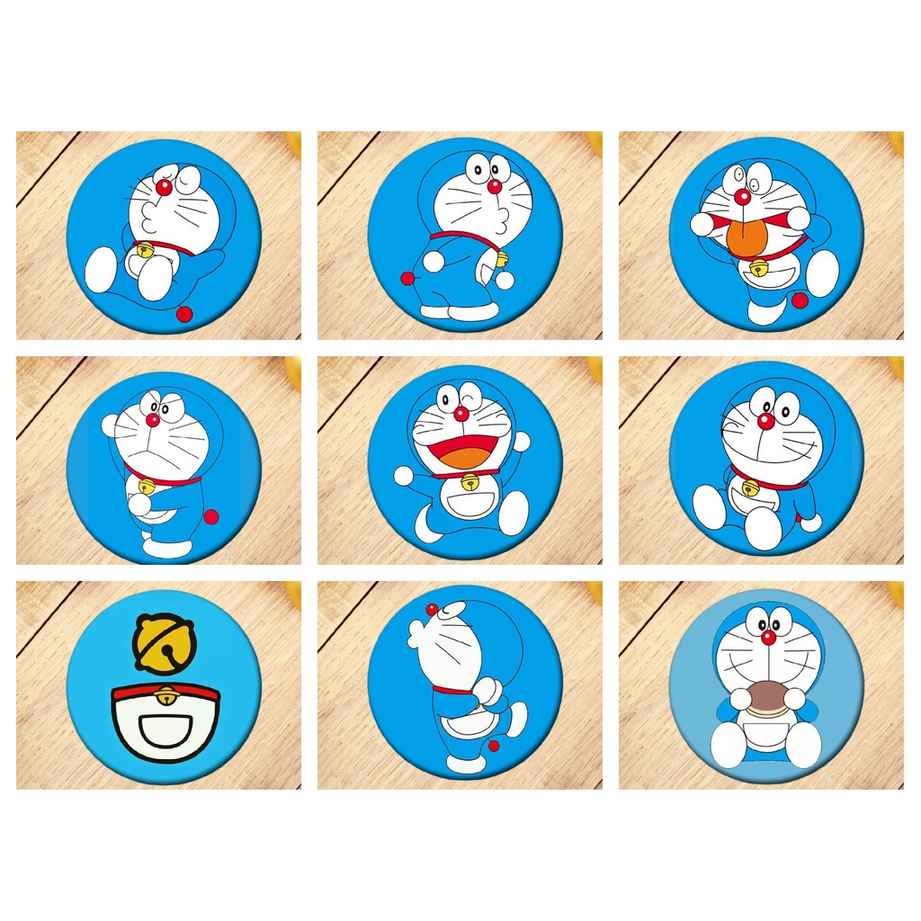 Huy hiệu cài áo in hình DORAEMON CHÚ MÈO MÁY ĐẾN TỪ TƯƠNG LAI phụ kiện anime chibi xinh xắn