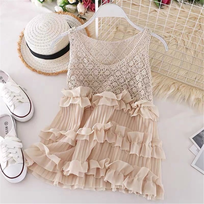 Áo Không Tay Phối Bèo Nhún Dáng Rộng Thời Trang Cho Nữ