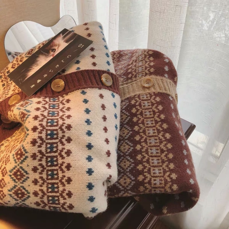 ÁO LEN CÚC CÀI HOẠ TIẾT VINTAGE -A5 | BigBuy360 - bigbuy360.vn