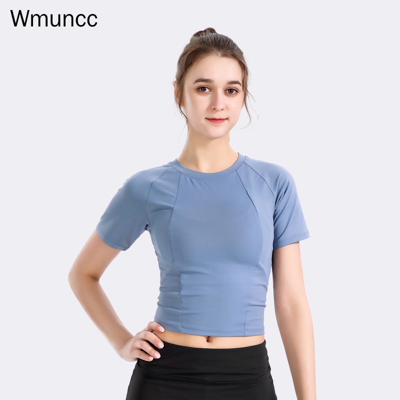 Wmuncc Áo Thun Lưới Tay Ngắn Co Giãn Thoáng Khí Nhanh Khô Dành Cho Nữ Tập Thể Thao