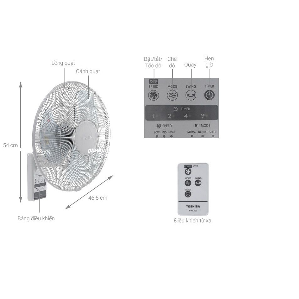 Quạt treo tường Toshiba F-WSA20(H)VN