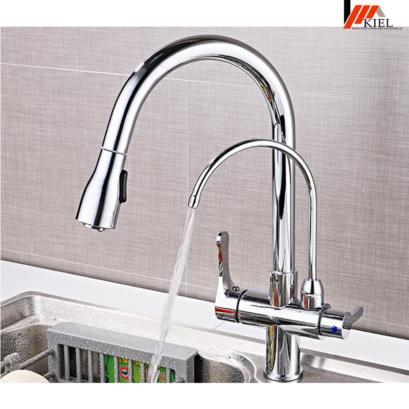 Vòi rửa bát tích hợp vòi máy lọc nước - Vòi rửa bát, chén 3 đường nước nóng lạnh cao cấp bảo hành 3 năm