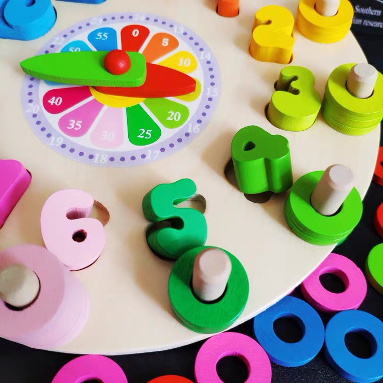 Đồ Chơi Giáo Dục Sớm Bằng Gỗ,Đồng Hồ Thông Minh Giúp Bé Học Xem Giờ,Học Đếm Và Màu Sắc,Đồ Chơi Trẻ Em