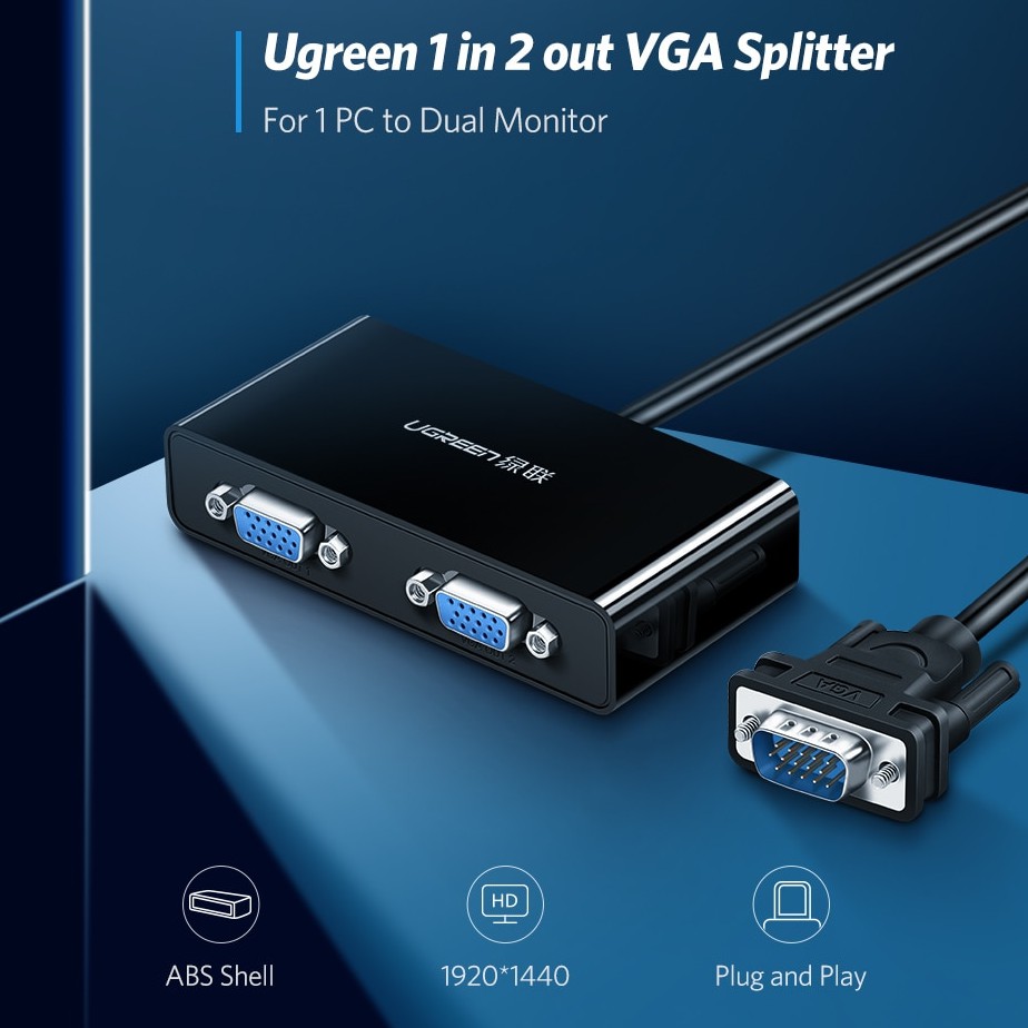 Ugreen Đầu Chia VGA 2 Cổng 1080P 2 Trong 1 Cho PS4 TV Máy Chiếu