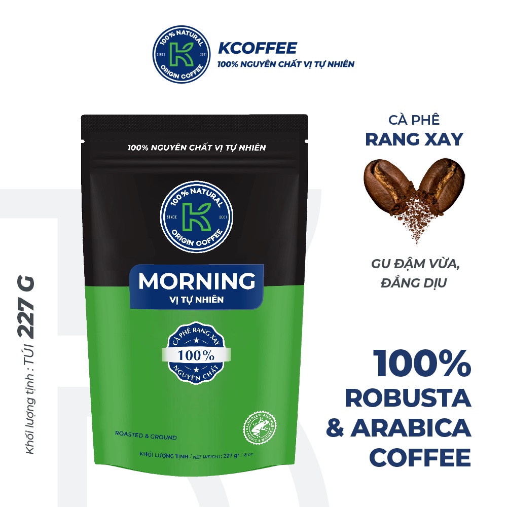 Cà phê rang xay Kmorning 227g pha phin thơm ngon Nguyên Chất Kcoffee - Hành chính hãng