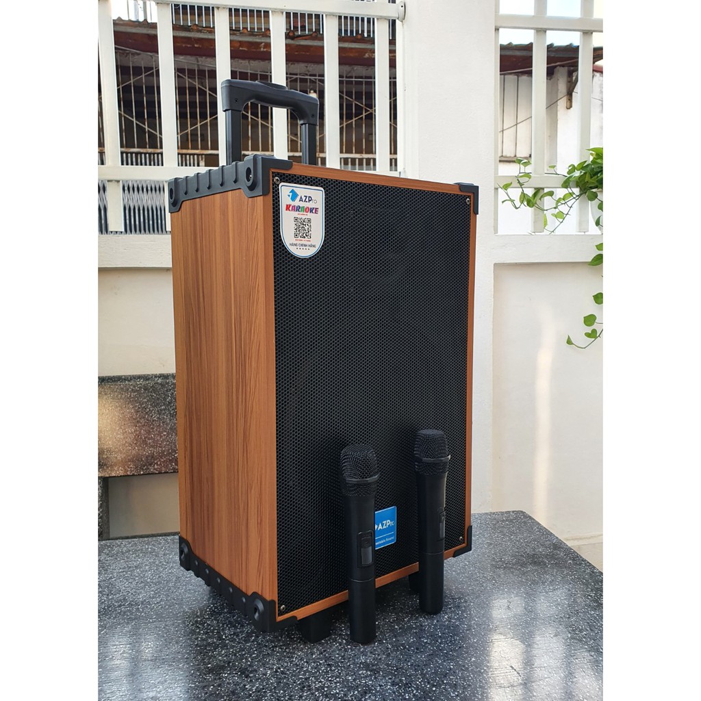 Loa kéo karaoke mini AZPro Bass 25 bluetooth Loa kẹo kéo di động thùng gỗ