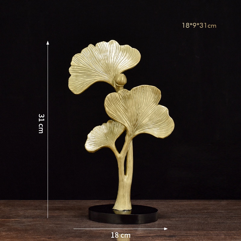 Tượng mô hình cây mạ vàng để bàn decor phòng khách nhà cửa phong cách bắc âu