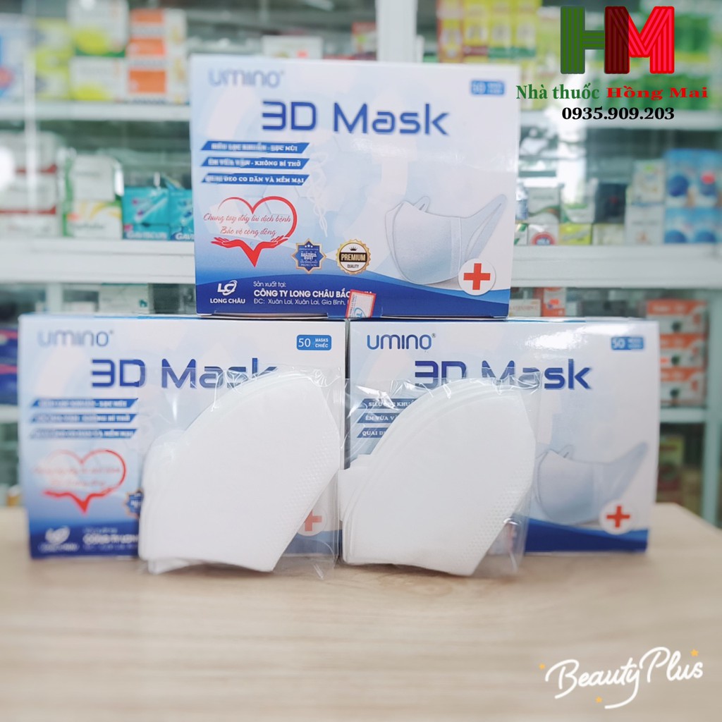 Khẩu trang 3d mask Umino 50 cái-Khẩu trang chính hãng bán tại Nhà thuốc. | BigBuy360 - bigbuy360.vn