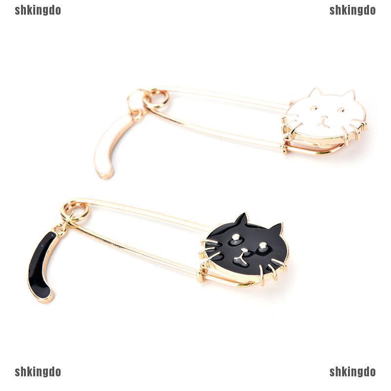 THINH Huy Hiệu Cài Áo Hình Mèo Đen Trắng Thời Trang