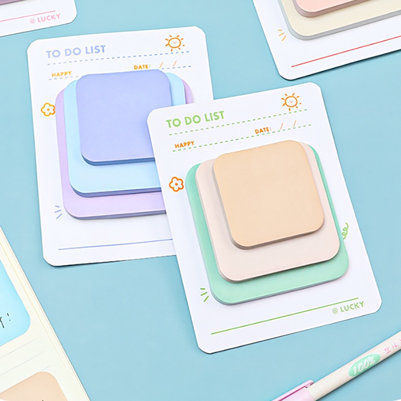 Set 3 tập giấy note ghi chú vuông nhiều màu sắc cute dễ thương với 3 kích thước khác nhau (90 tờ)