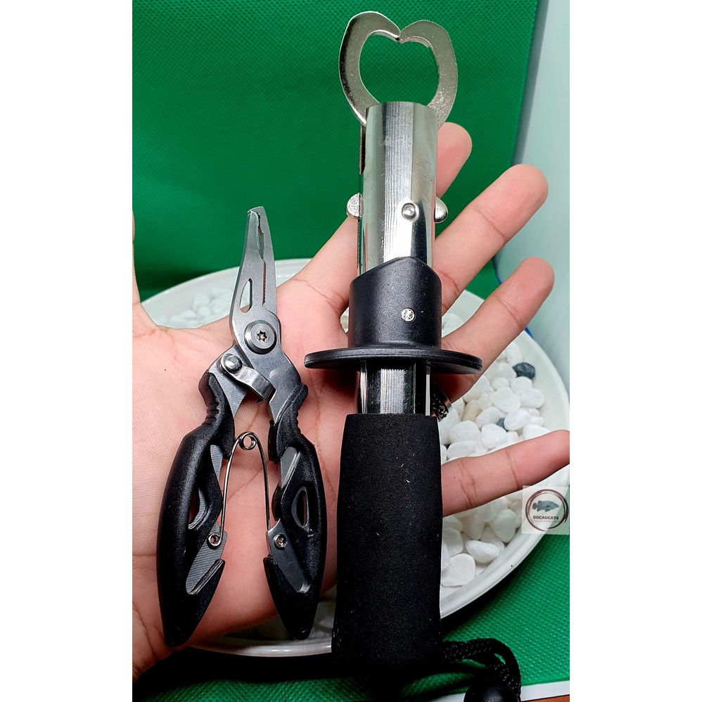 Bộ Kèm gỡ lưỡi và Kẹp cá chuyên dụng câu lure có túi đeo hông tiện lợi