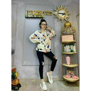 Set áo sơmi mickey quần legging