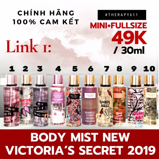 [𝗦𝗔𝗟𝗘]..::✨Tổng Hợp Mùi Xịt Body Toàn Thân Victoria’s Secret 250ml✨::..