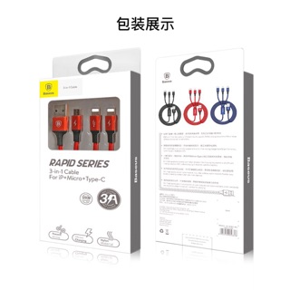 Cáp Sạc Rapid Series 3-in-1 BASEUS Lightning+Micro+type C