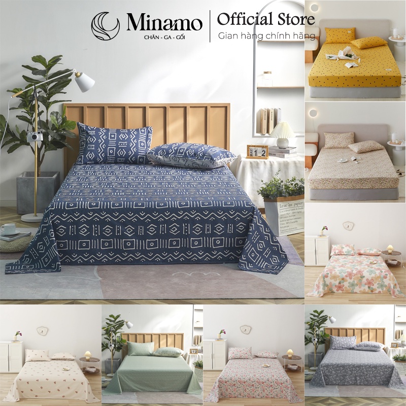 Bộ Vỏ Ga Gối Cotton Living Minamo Họa Tiết Hoa Xinh Xắn , Chất Đanh Mịn, Dày Dặn - Bảo Hành Chính Hãng Minamo