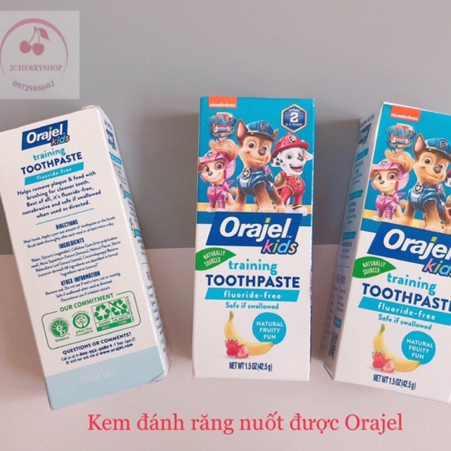 Kem đánh răng Orajel USA nuốt được - không chứa Flour