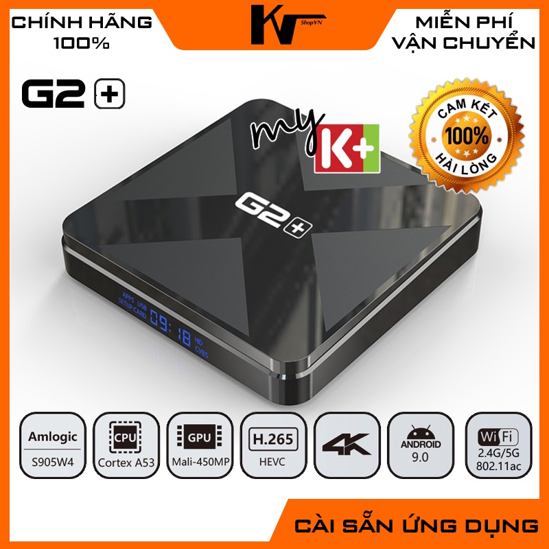 Android TV Box G2 Plus, New 2021, S905W4, Ram 2GB, Bộ nhớ 16GB, Wifi 2 băng tần, tặng tài khoản xem phim