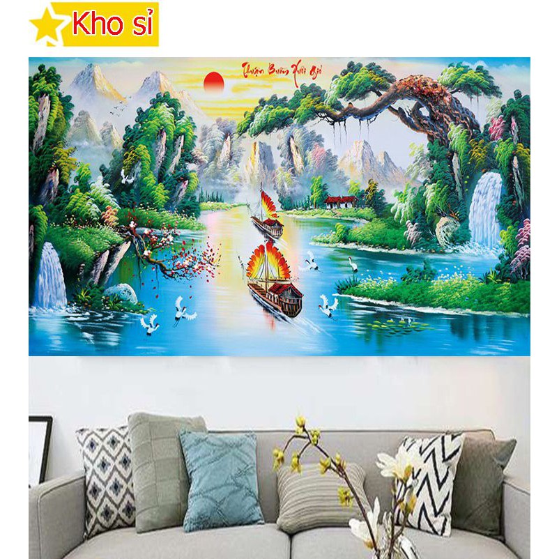 Tranh đính đá thuận buồm xuôi gió khổ lớn Lv064 (130x65cm) [KHO SỈ] Tranh chất lượng cao