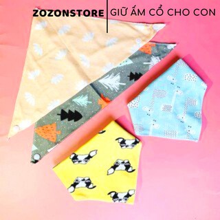 Yếm cho bé tam giác, yếm cotton xô có cúc khuy bấm giữ ấm cổ cho trẻ sơ sinh lau và vệ sinh cho bé Zozon