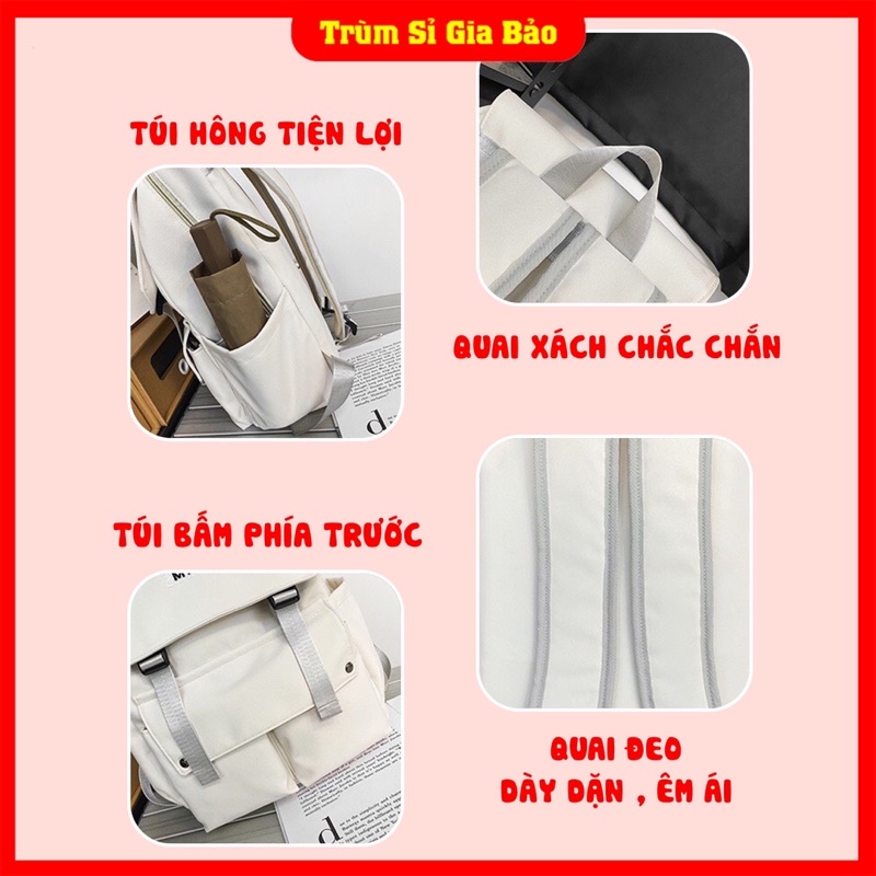 Cặp đi học nam nữ Ulzzang basic chống nước, balo laptop phong cách thời trang Unisex Hàn Quốc