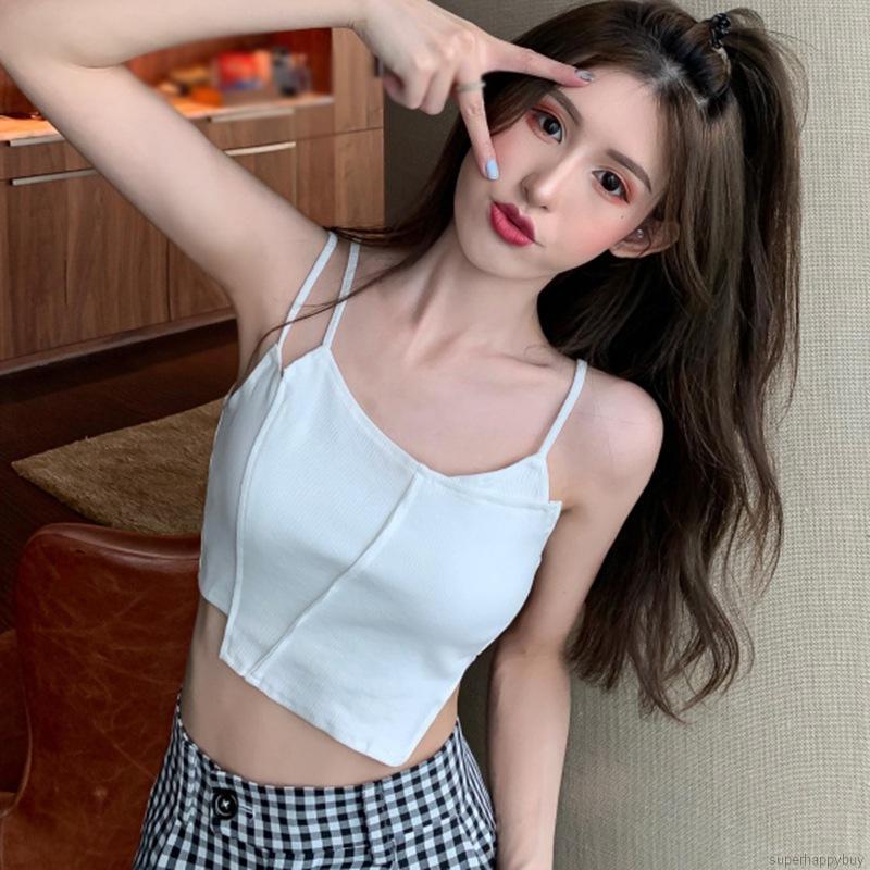 Áo Crop Top Dệt Kim Thiết Kế Lệch Tà Quyến Rũ