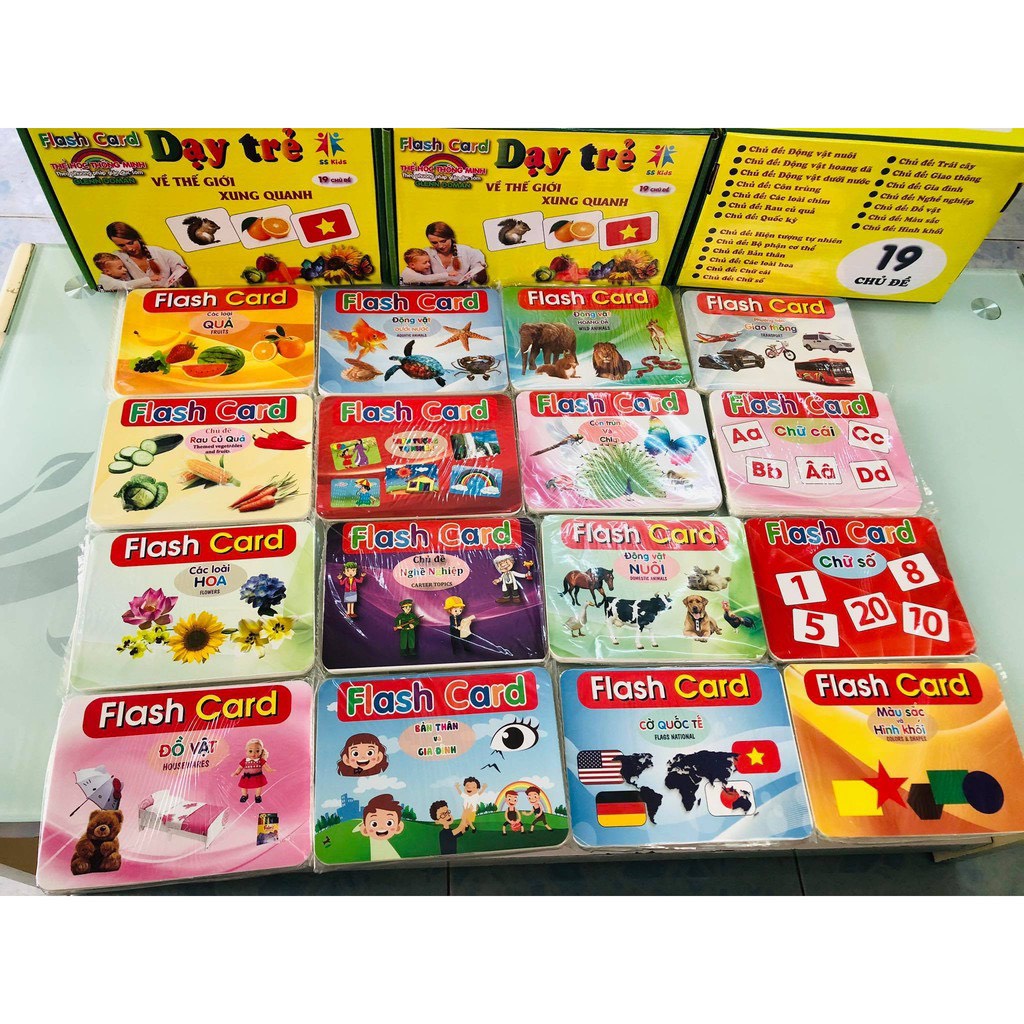 Thẻ học thông minh kích thước lớn 12x16cm tùy chọn - thẻ học in hai mặt Ivory Flashcard TGXQ Glenn doman chuẩn