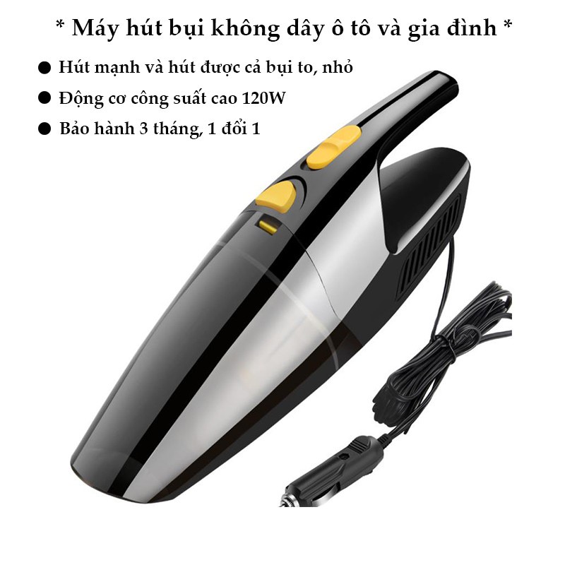 Máy hút bụi cầm tay không dây dùng trên ô tô, máy hút bụi gia đình mini DS - X01 công suất 120W