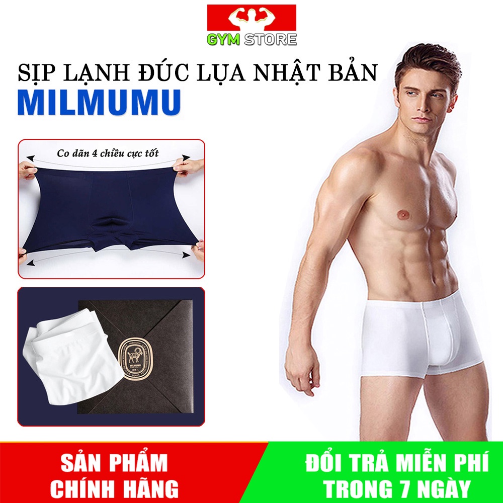 Quần Lót Nam Boxer ⚡FREE SHIP⚡ Quần sịp nam đúc lụa thương hiệu MILMUMU NHẬT BẢN