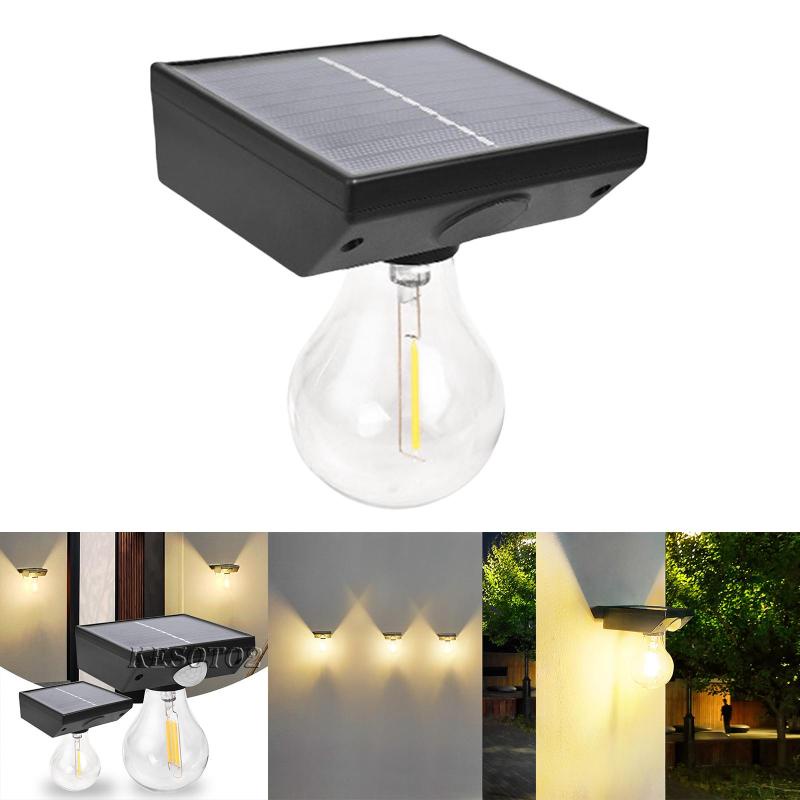 Set 2 Bóng Đèn LED Sợi Vonfram Chống Nước Sử Dụng Năng Lượng Mặt Trời