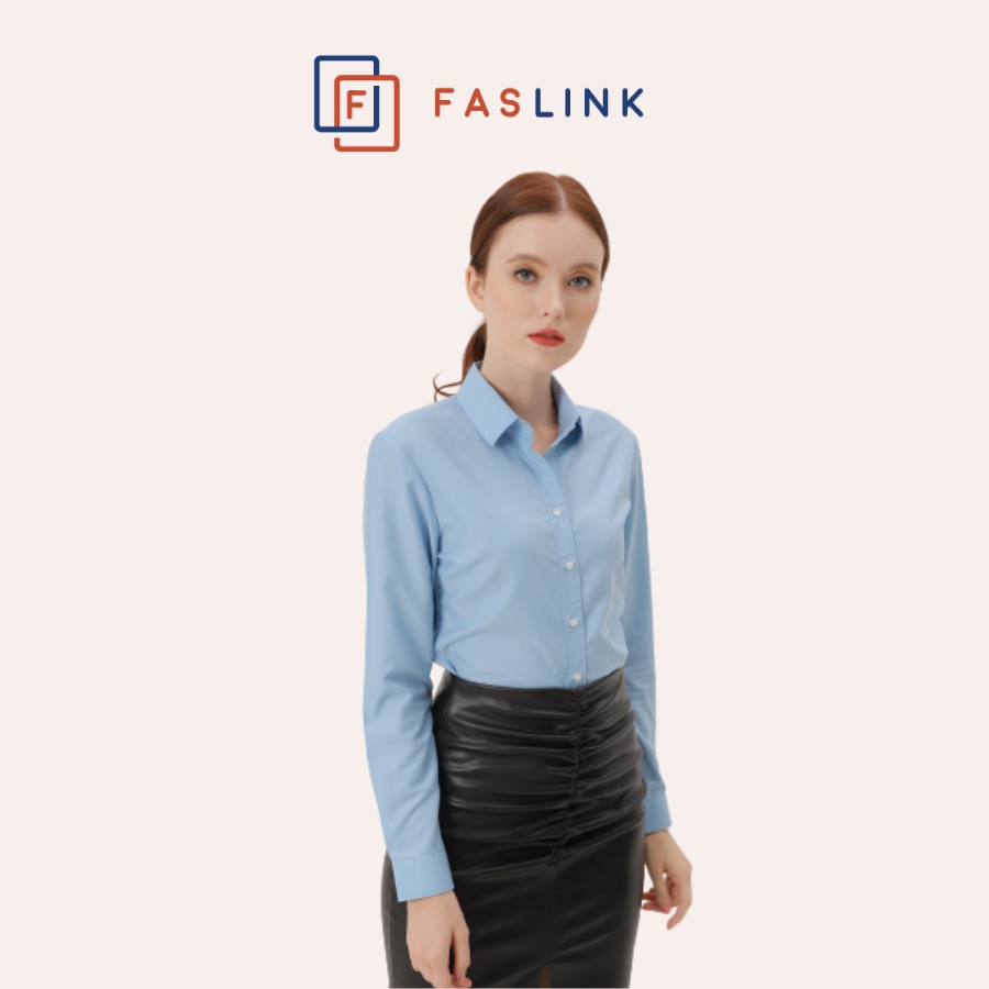 Áo sơ mi Nữ tay dài công sở cao cấp Faslink màu xanh đậm