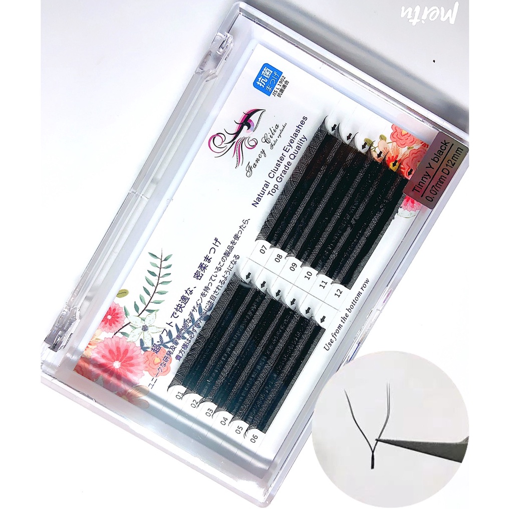 Lông mi nối dài bằng lông chồn tạo hình chữ Y 0.07mm nhiều kiểu dáng tùy chọnY Type Eyelashes Extension love braided YY shape Mink Eyelashes Natural Black Curve  C D DD 0.07mm Tiny Y type eyelashes extension make up