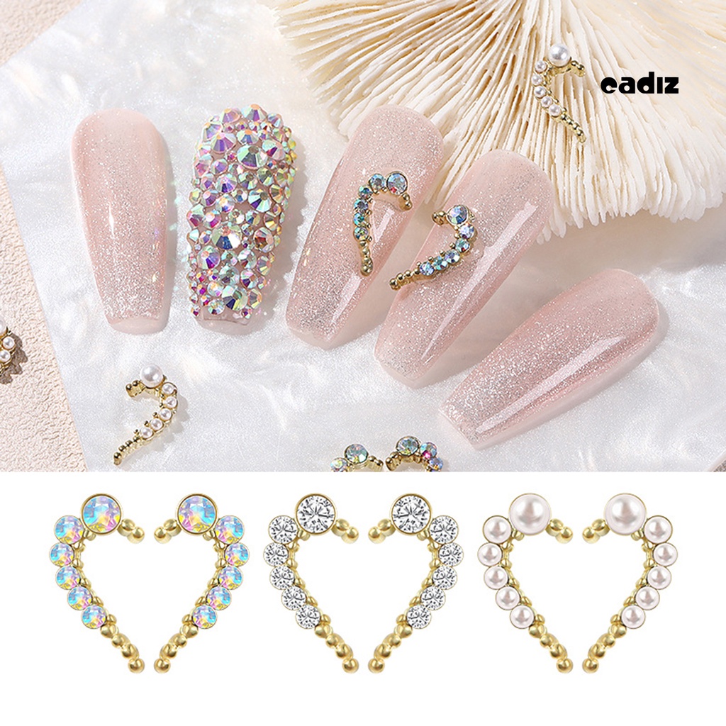 Bộ 10 Phụ Kiện Trang Trí Móng Tay Nghệ Thuật Hình Trái Tim Bằng Hợp Kim