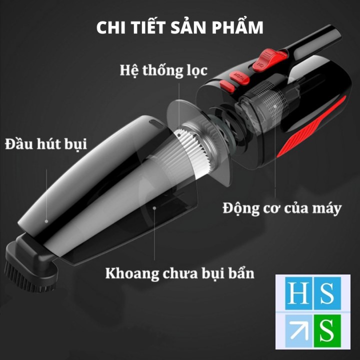 Máy hút bụi cầm tay không dây 120w PIN sạc Car cleaners VACUUM CLEANER dùng trong nhà hoặc trong ô tô - HS Shop Thủ Đức