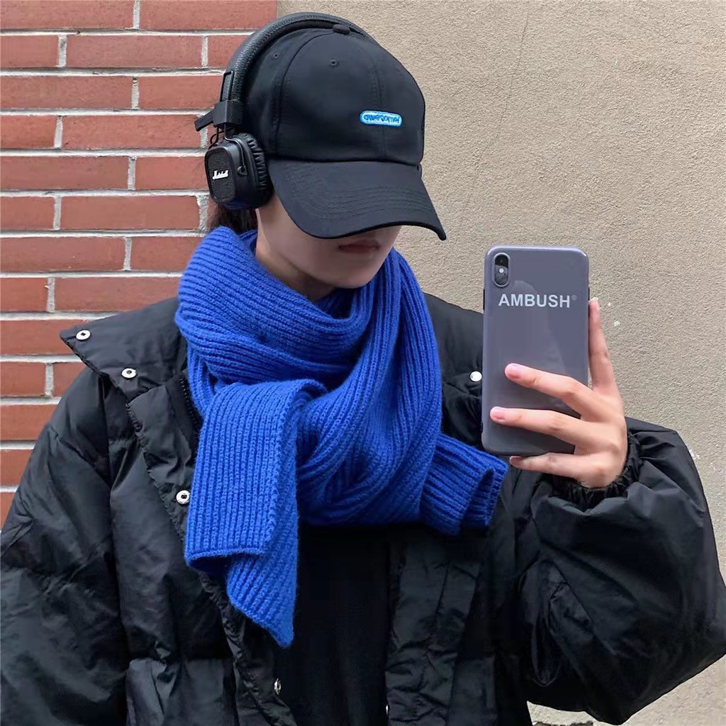 Khăn Choàng Cổ Màu Xanh Dương Thiết Kế Mới Giữ Ấm Cao Cấp Thời Trang Mùa Đông Dành Cho Nữ