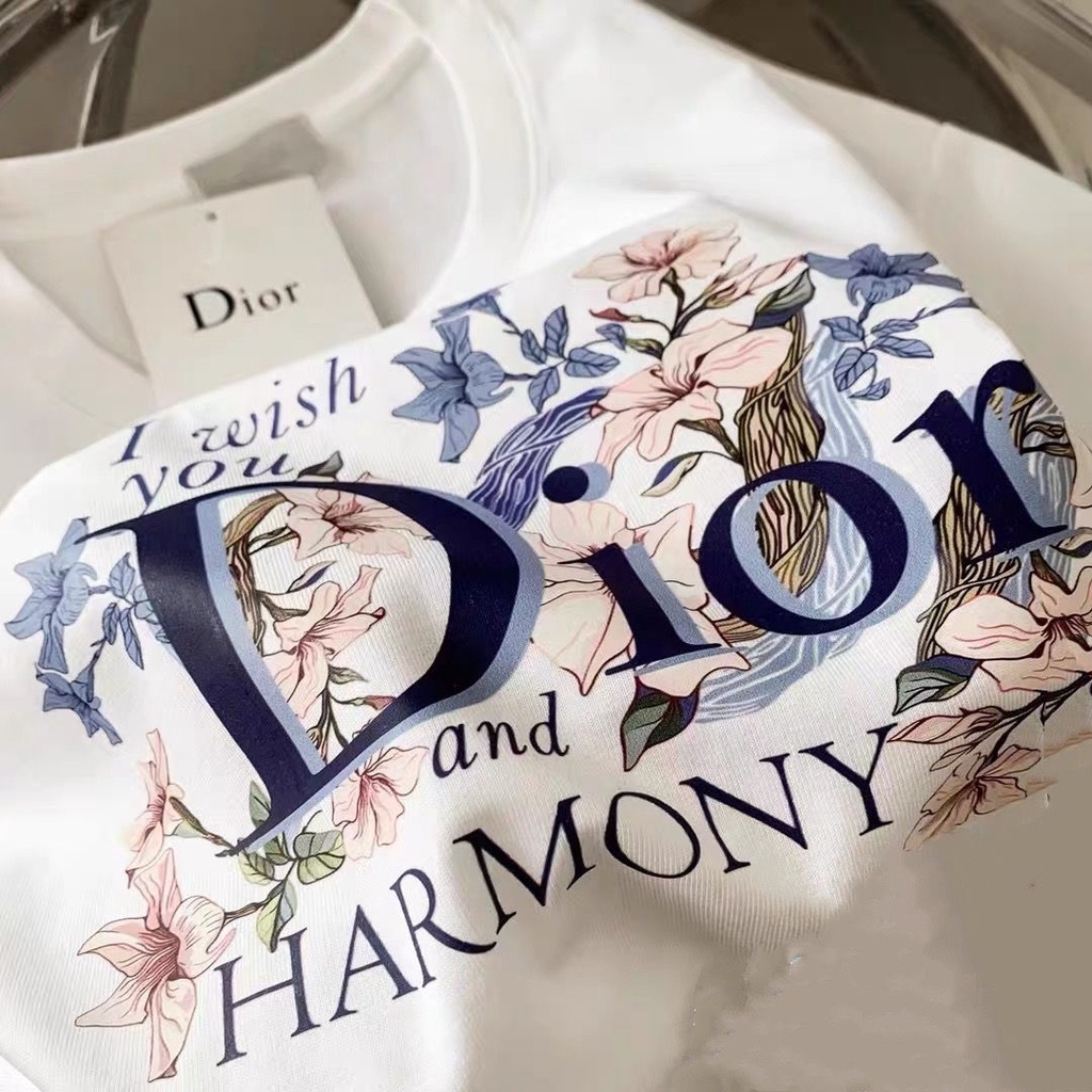 Mới Áo Thun Tay Ngắn Dáng Rộng Chất Liệu 100% Cotton In Họa Tiết Dior Thời Trang Mùa Hè Chất Lượng Cao Cho Nam Và Nữ