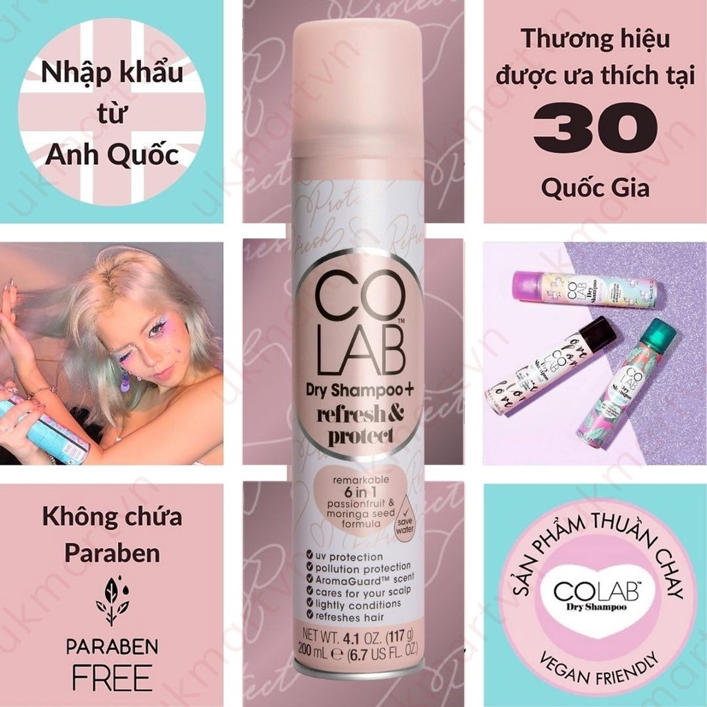 Dầu Gội Khô COLAB UK 200ml Dưỡng Tóc Sạch Bồng Bềnh Vào Nếp Sau 5 Giây | BigBuy360 - bigbuy360.vn